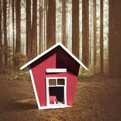 Prompt: an award paper art of a house in the forest, macro photography, ambient light