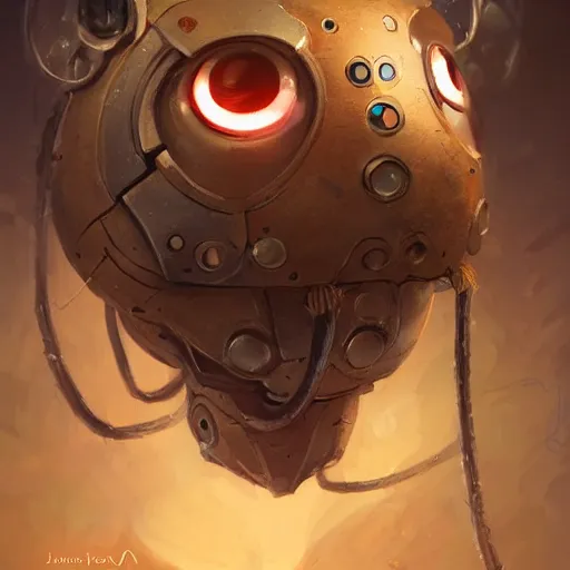 Image similar to anthropomorphic robot [ thing ], spiked, cuddly, hugging, tiny, small, short, cute and adorable, dnd character art portrait, matte fantasy painting, deviantart artstation, by jason felix by steve argyle by tyler jacobson by peter mohrbacher, cinema