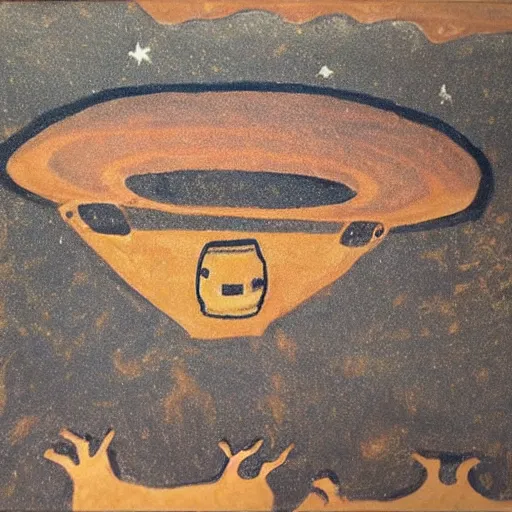 Image similar to cave painting of a ufo