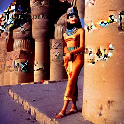 Prompt: hd photo of the egyptian cat goddess bast in modern cairo. high - quality candid photography, cinestill 5 0 0