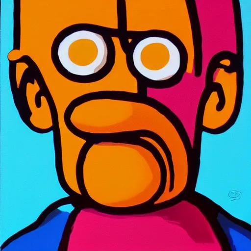 Prompt: Homer Simpson, abstract art acrylics painting