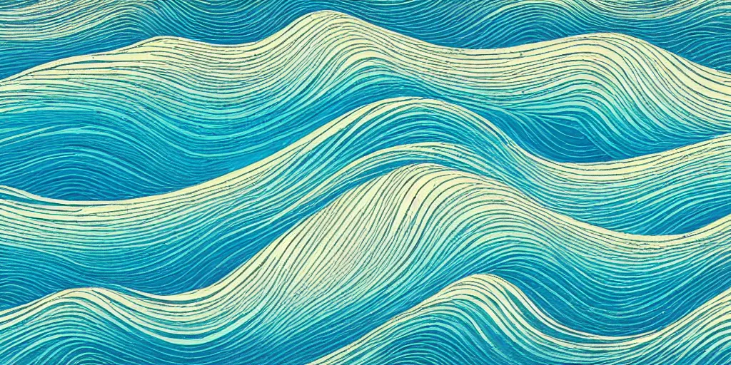 Image similar to clouds and waves, An aesthetically pleasing, dynamic, energetic, lively, complex, intricate, detailed, well-designed digital art of a beach, ripples, waves, sea foam, light and shadow, overlaid with aizome patterns, Shin-hanga by Bob Ross, traditional Japanese colors, superior quality, masterpiece, featured, trending, award winning, HDR, HD, UHD, 4K, 8K, anamorphic widescreen