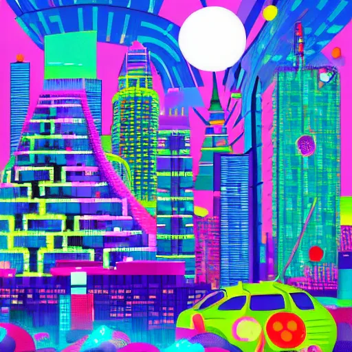 futuristic city in the style of Chiho Aoshima | Stable Diffusion | OpenArt