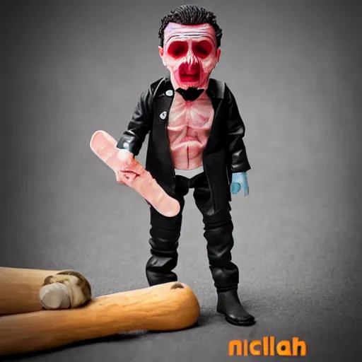 Image similar to nils bohr cosplay orlan, stop motion vinyl action figure, plastic, toy, butcher billy style