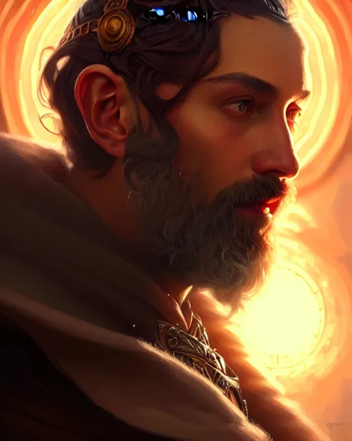 Image similar to borys the wizard, dark sun d & d fantasy character portrait, magical aura, ultra realistic, intricate, elegant, highly detailed, digital painting, artstation, smooth, sharp, focus, illustration, art by artgerm and greg rutkowski and alphonse mucha, beautifully detailed, rim light, 8 k