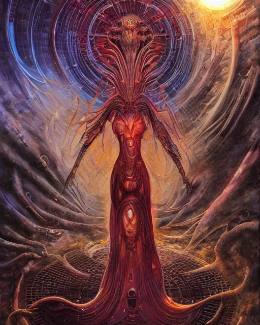 Image similar to sun machine, by antonio j. manzanedo, giger, alex grey, android jones, wayne barlowe, philippe druillet, raymond swanland, cyril rolando, josephine wall, harumi hironaka, trending on artstation