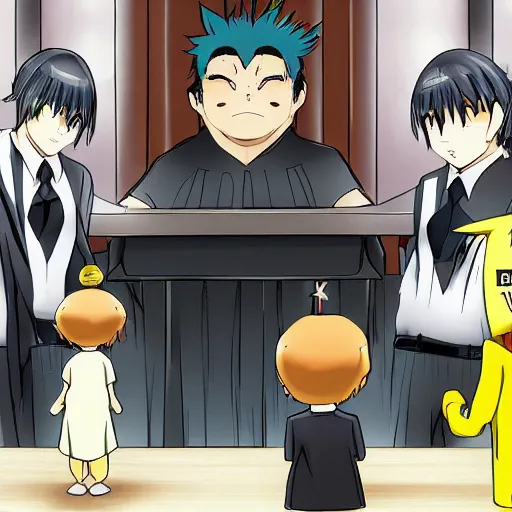 Image similar to dramatic photograph of Chris- chan being sentenced to jail by a sonichu judge, award winning, 5 stars, 8k, HD