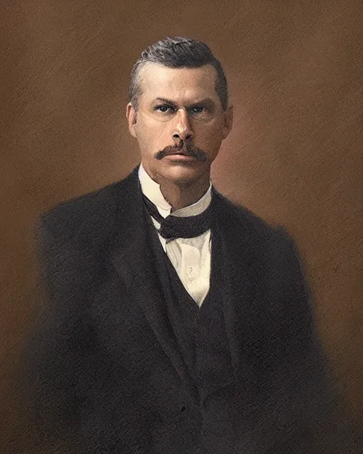 Prompt: portrait of a 1 9 1 2 united states president, who is a young man a scholarly appearance, detailed face, 2 0 th century, highly detailed, cinematic lighting, digital art painting by greg rutkowski