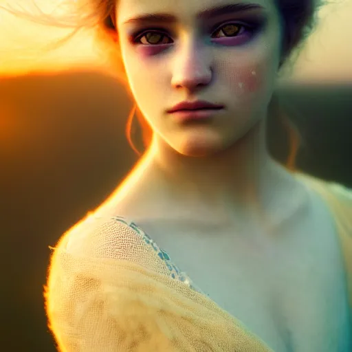 Image similar to photographic portrait of a stunningly beautiful emo renaissance female in soft dreamy light at sunset, contemporary fashion shoot, by edward robert hughes, annie leibovitz and steve mccurry, david lazar, jimmy nelsson, breathtaking, 8 k resolution, extremely detailed, beautiful, establishing shot, artistic, hyperrealistic, beautiful face, octane render