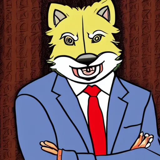 Prompt: an illustration of donald trump as fox furry