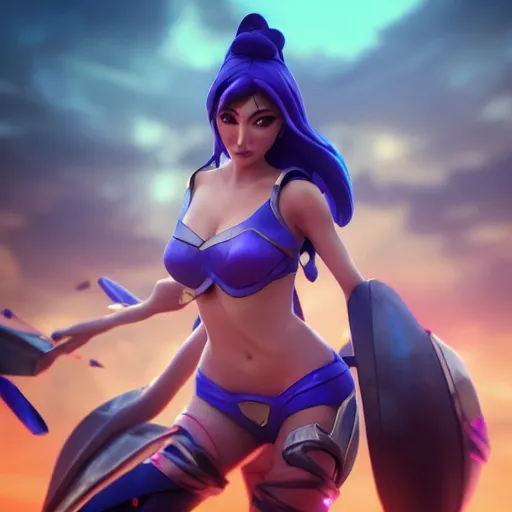 Image similar to still of pretty Irelia (League of Legends) in KDA More music video. 3d render, octane render, game art, realistic, highly detailed, trending on artstation, 4k, trending on artstation, pixar, cgsociety, unreal engine 5, redshift render, trending on artstation, blender, behance, cg