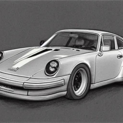 Image similar to pencil sketch of a prosche 9 1 1