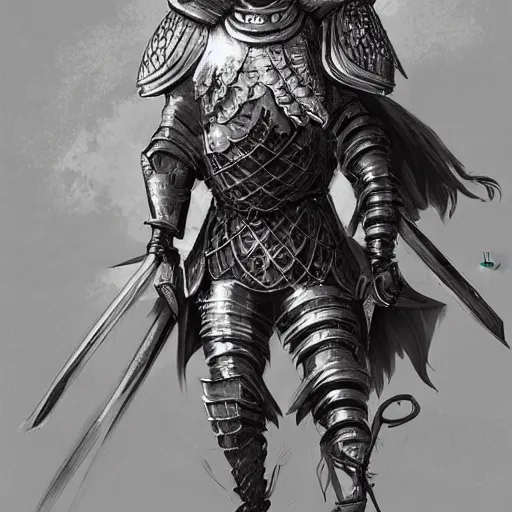 Prompt: flamboyant rooster wearing medieval suit of armor, illustration, concept art, art by wlop, dark, moody, dramatic