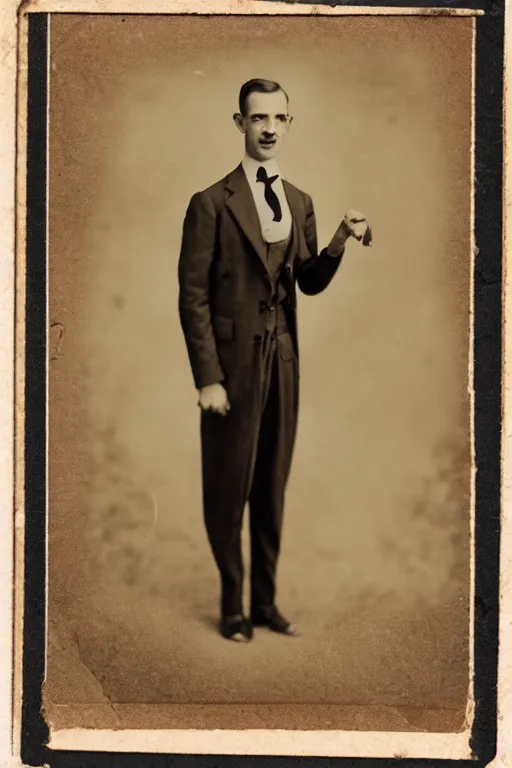 Prompt: anthropomorphic insect, wearing a suit, vintage photograph, sepia