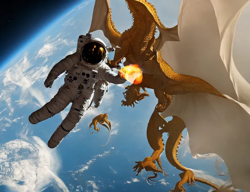 Image similar to photograph of an astronaut riding a dragon