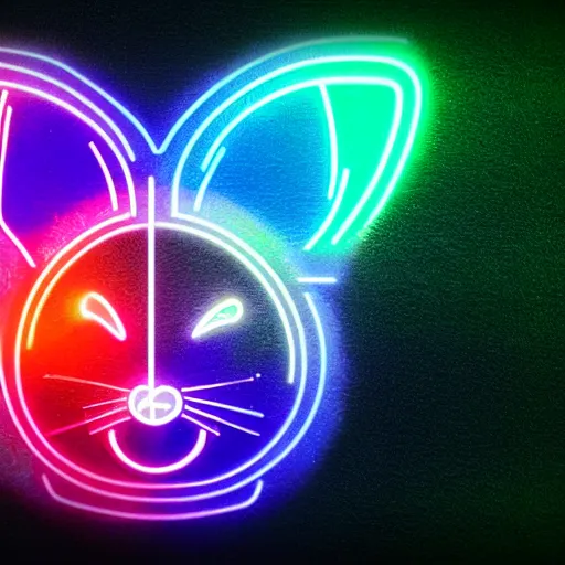 Image similar to cyberpunk hamster made of glowing rainbow neon lights gems and crystals, light reflection, 8 k, hd, logo