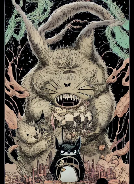 Prompt: alternative movie totoro for venom by laurie greasley and tristan eaton