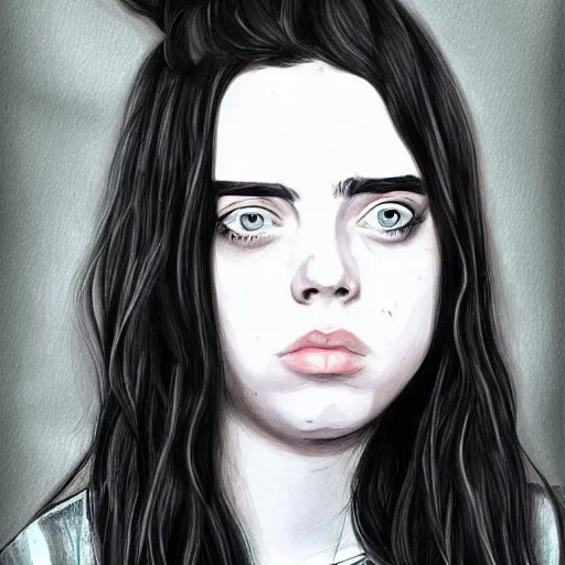 Image similar to billie eilish portrait sketch style