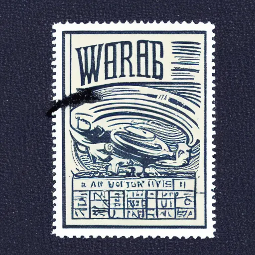 Image similar to vintage mailing stamp from a alien world