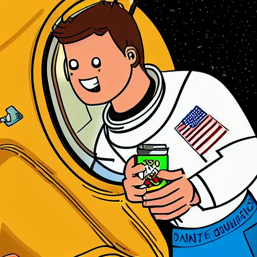 Image similar to digital art of among us astronaut eats cereals