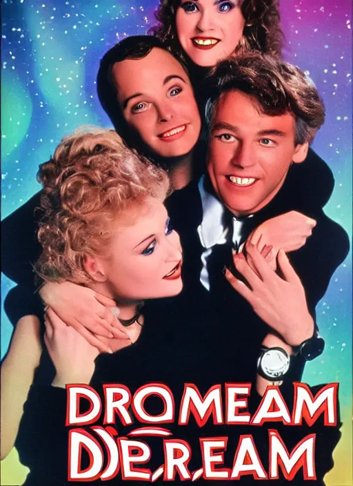 Prompt: !dream a movie poster for a 1985 romantic comedy movie called when robots dream, designed by John Alvin