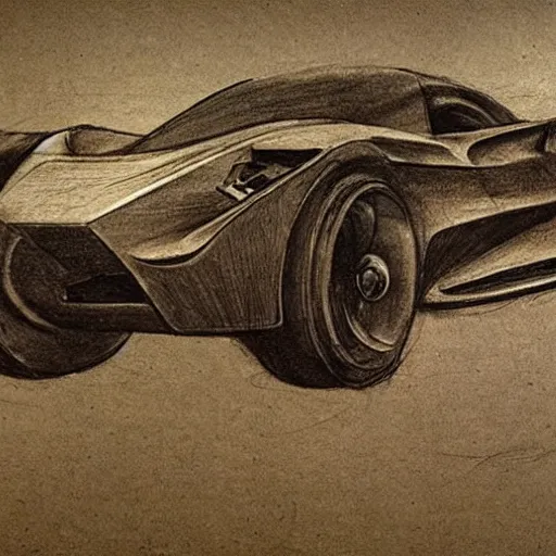 Prompt: a sketch of a supercar by leonardo da vinci