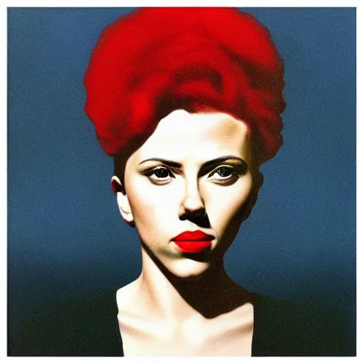 Image similar to “Scarlett Johansson portrait, Rene Magritte”