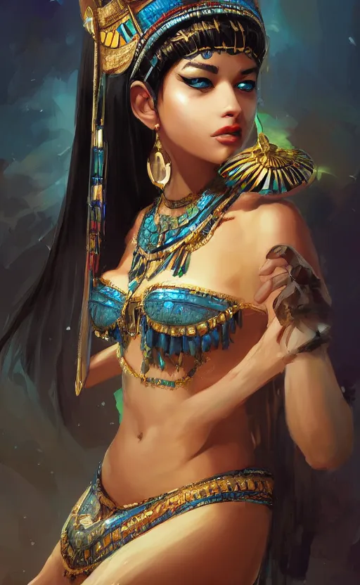 Prompt: An beautiful digital painting of Ssunbiki as Cleopatra with cat ears, by Stanley Artgerm Lau, WLOP, Rossdraws, James Jean, Andrei Riabovitchev, Marc Simonetti, and Sakimichan, tranding on artstation, SFW version