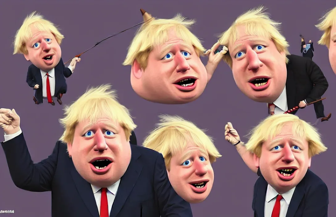 Image similar to boris johnson as the disney version of pinocchio, with a long nose, in the style of kim jung gi