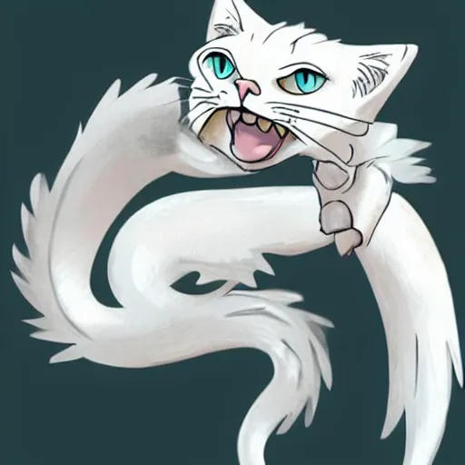 Prompt: a white cat in the style of Zenitsu Agatsuma dragon slayer
