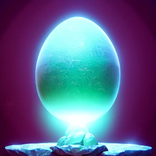 Prompt: a mystical dragon egg shining. symmetrical. game asset, octane render, award winning render, depth of field, artstation, deviantart 8 k