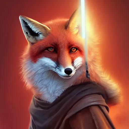 Prompt: A Fox as a Jedi, Artstation, Award Winning, Digital Art, Very Detailed, Oil Painting