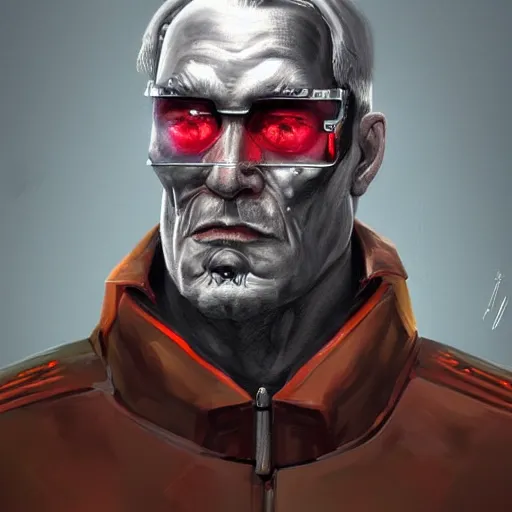 Image similar to A portrait of brutal soviet granddad cyborg by Edurard Nabiullin, Trending on artstation.