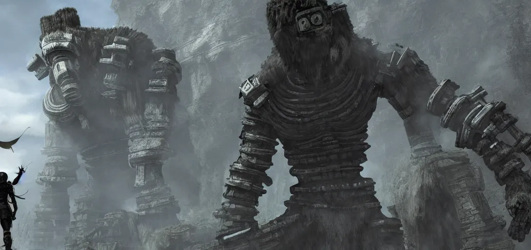 Prompt: jeff bezos as shadow of the colossus