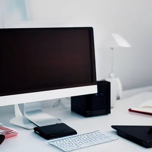 Prompt: photo of a computer on a desk ( 2 0 2 0 ). realistic, highly - detailed, award - winning, sharp focus