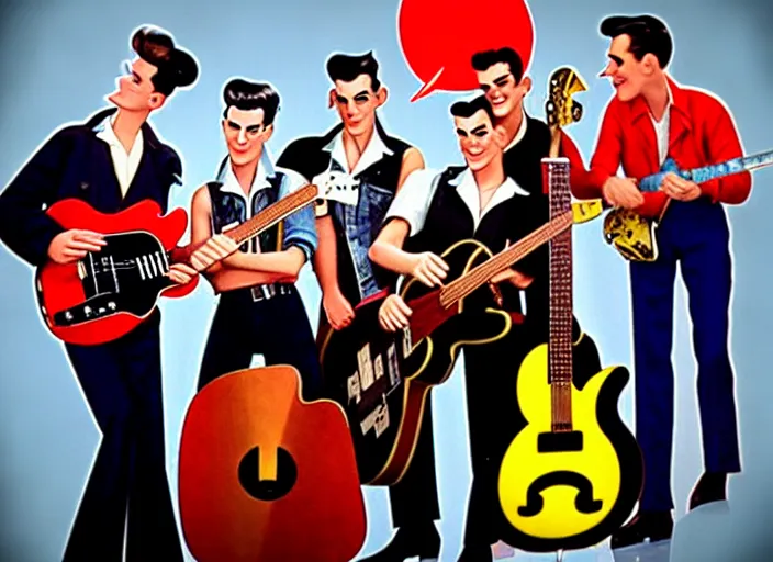 Image similar to rockabilly band 1950s, 8K, hanna barbera