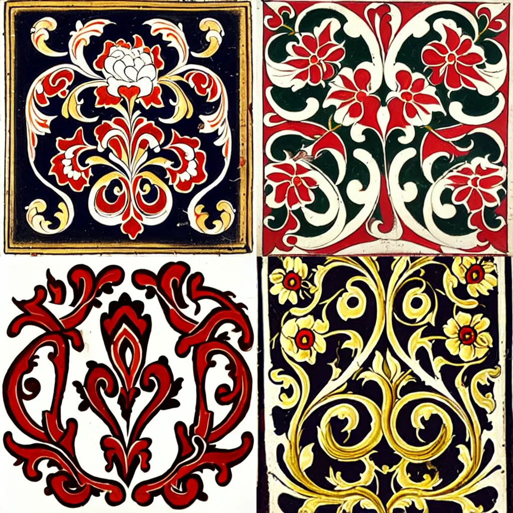 Prompt: traditional Norwegian rosemaling, 1700s