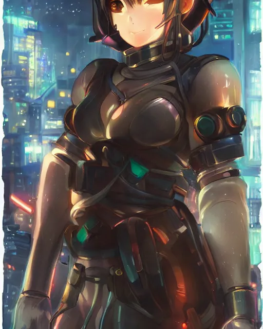 Image similar to portrait of anime girl in mechanic armor in night tokyo by makoto sinkai, perfect face, fine details