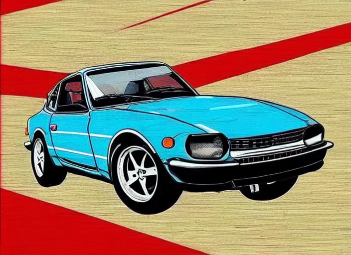 Prompt: anime art style Datsun 240Z