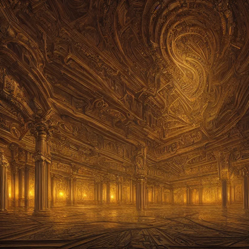 Image similar to photorealistic majestic eternal palace in the style of michael whelan and gustave dore. hyperdetailed photorealism, 1 0 8 megapixels, amazing depth, glowing rich colors, powerful imagery, psychedelic overtones, 3 d finalrender, 3 d shading, cinematic lighting, artstation concept art