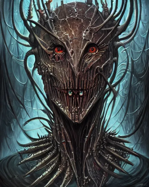 Image similar to gorey fleshmetal cyborg daemonhost, by antonio j. manzanedo, giger, alex grey, android jones, wayne barlowe, philippe druillet, raymond swanland, cyril rolando, josephine wall, harumi hironaka, trending on artstation