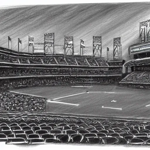 Prompt: charcoal sketch of Fenway park
