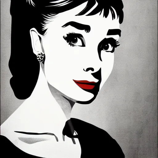 Image similar to audrey hepburn art by leonardo