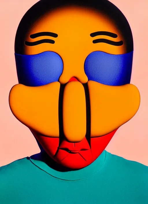 Image similar to person wearing a mask by shusei nagaoka, kaws, david rudnick, airbrush on canvas, pastell colours, cell shaded, 8 k