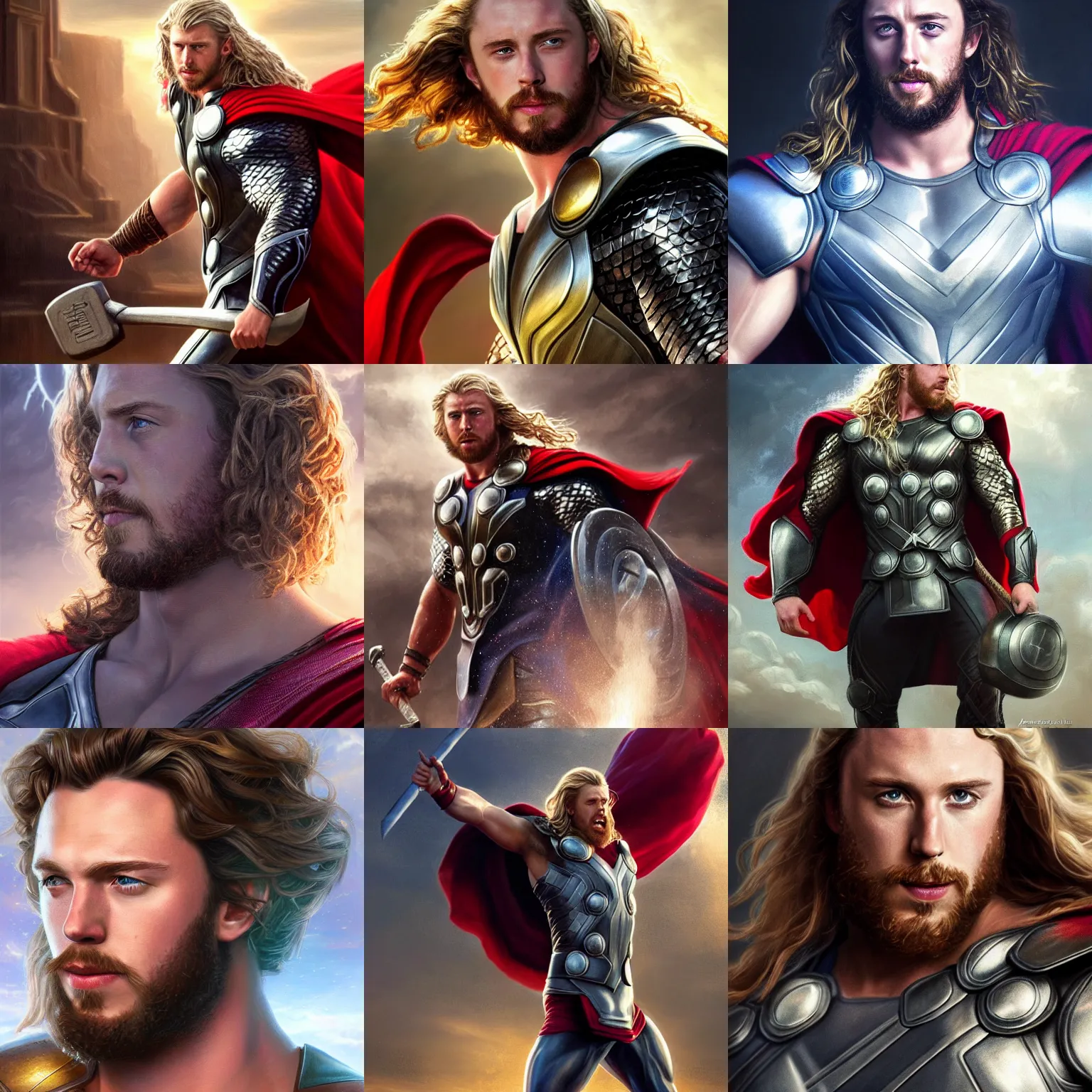 Prompt: aaron taylor johnson as thor. digital painting, detailed, 8 k, trending on artstation, smooth, sharp focus artwork by mark arian, artgerm, mark keathley, greg rutkowski