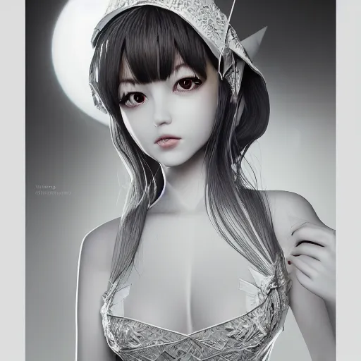 Prompt: the portrait of an absurdly beautiful, elegant, gravure idol made of white paper origami cranes, hyperrealistic illustration by iralki nadar, extremely detailed intricate linework, super detailed faces, smooth, super sharp focus, bright colors, high contrast, matte, octopath traveler, unreal engine 5 highly rendered, global illumination, radiant light