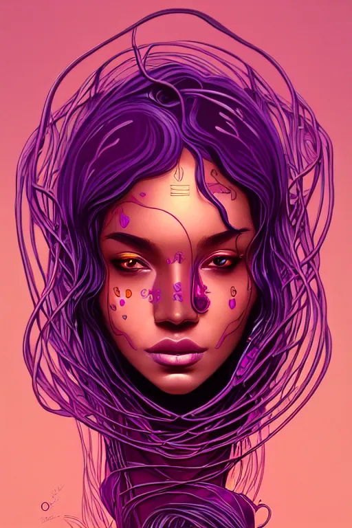 Image similar to 👁👩🏾🌹👾, phantom, dreary, dramatic, fluid, golden ratio, artstation, moebius + loish, hd, long vines,