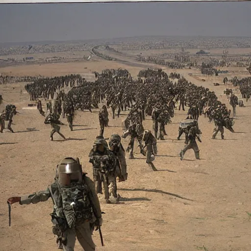 Image similar to invasion of Iraq by l historical image circa 2003, photo, still, photorealistic