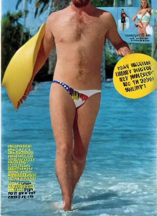 Image similar to Walter White on the cover of Swimsuit Illustrated (1978)