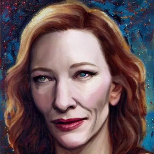 Image similar to painting of cate blanchett as Jesus